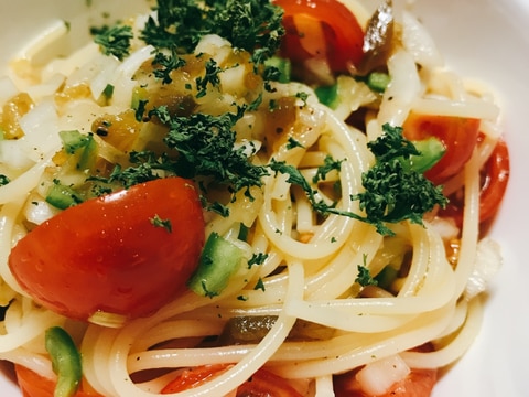 サルサでヘルシー冷製パスタ